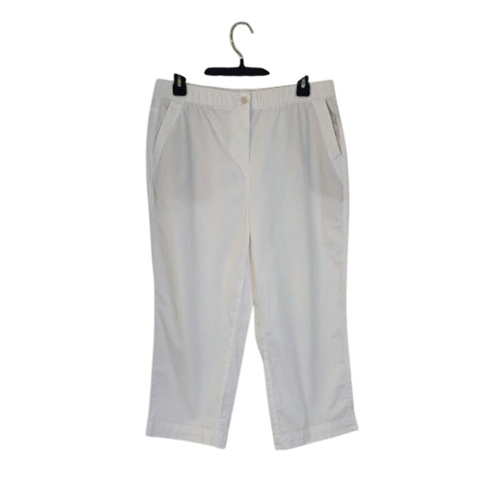 Chico's Cropped Pants Women Size Med/8 White Semi Sheer Swim Cover Up Vacation